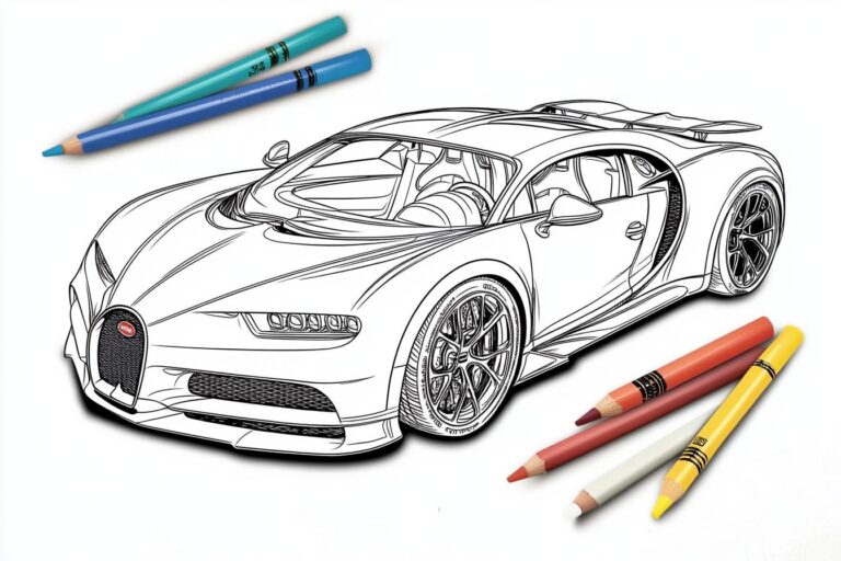 Bugatti Színező : Színező oldalak a luxus autók szerelmeseinek