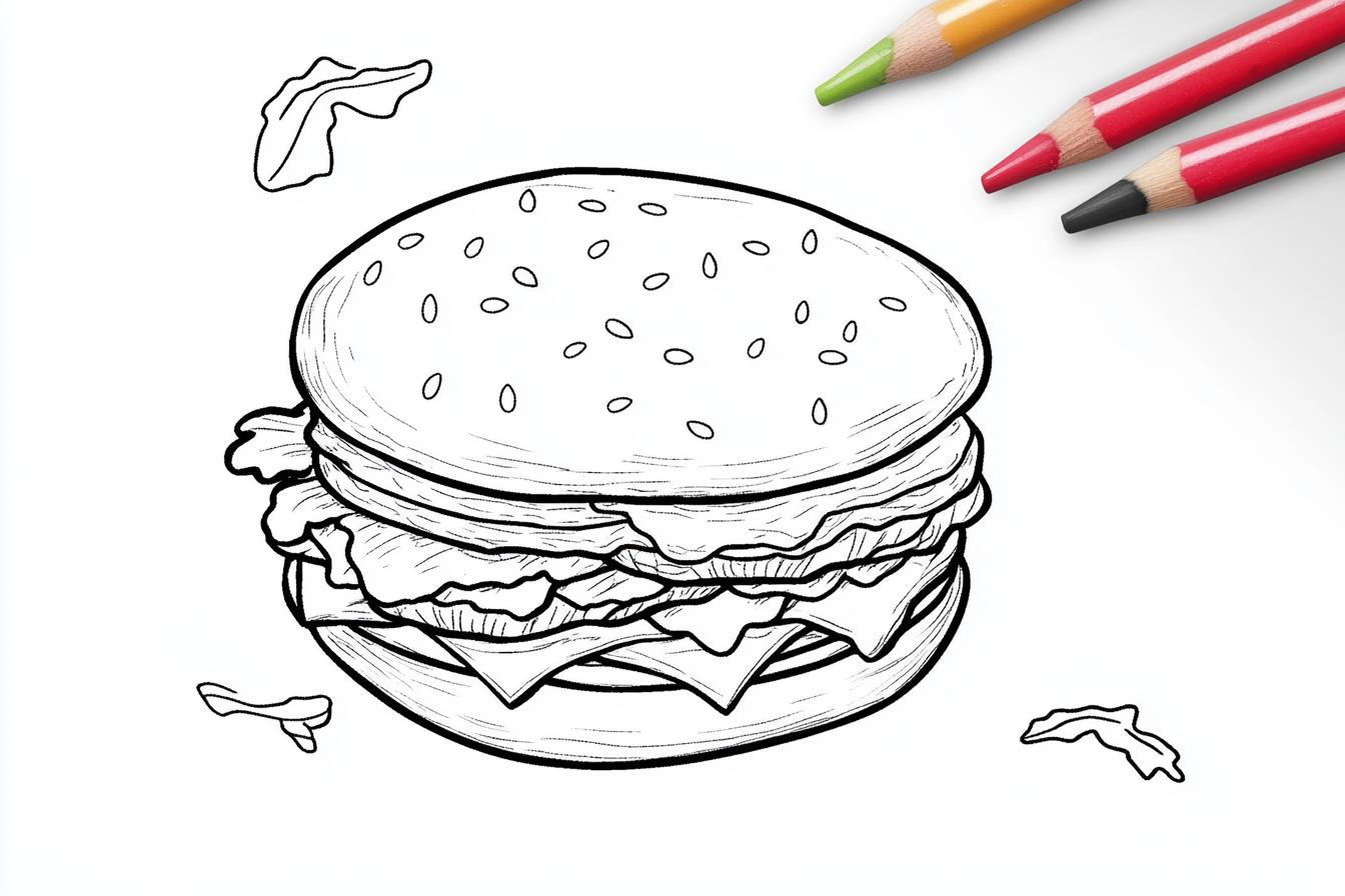 Hamburger Színező Nyomtatható Hamburger Színező