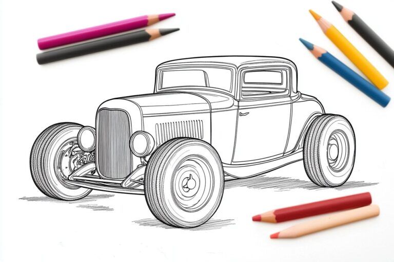 Hot Rod Színező : Színezd meg a klasszikus autók stílusát