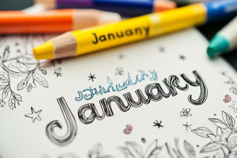 „Január” Színező : Januári Színezők – Téli Motívumok és Ünnepek