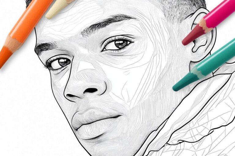 Kylian Mbappé Színező : Színezőlapok Gyerekeknek és Mbappé Rajzolása