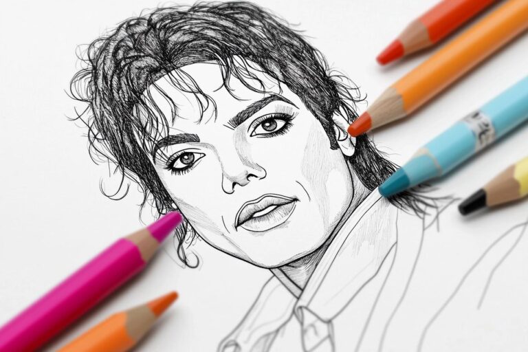 Michael Jackson Színező : Színezd meg a Zene Királyát