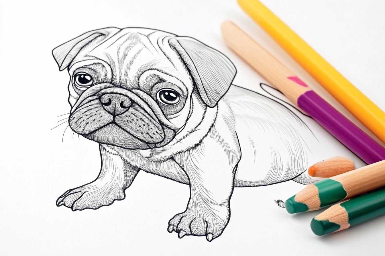 Mopsz Színező Nyomtatható Mopsz Színező