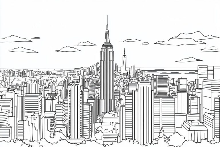 New York Színező : Színezd ki New York ikonikus helyeit
