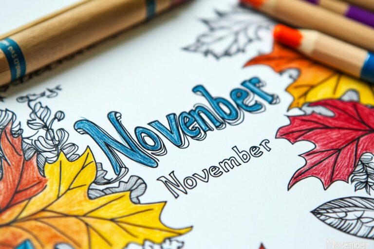 „November” Színező : Novemberi Színezők – Ősz, Hálaadás és Téli Ünnepek