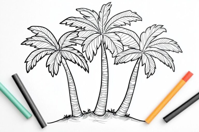 Pálmafa Színező : Színes pálmafák a relaxációért
