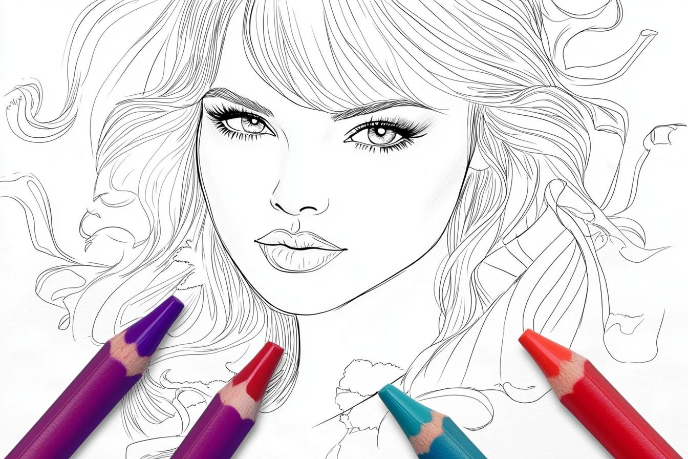 Taylor Swift Színező Nyomtatható Taylor Swift Színező