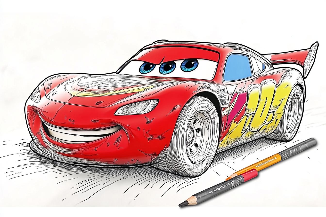 Villám McQueen Színező Nyomtatható Villám McQueen Színező